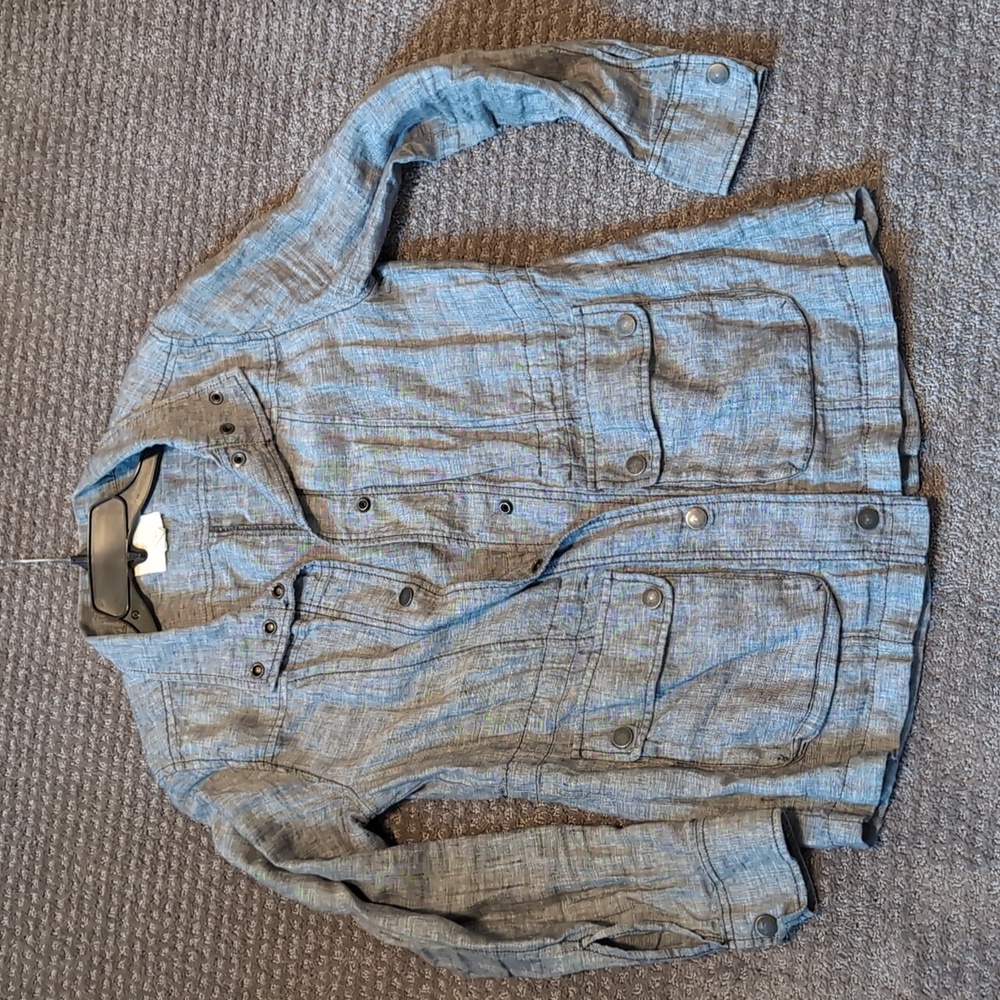 Caslon Cinch Waist Linen Utility Jacket Size S